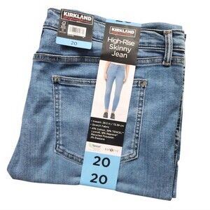 Kirkland Women's Blue High-Rise Stretch Skinny Jeans Classic Denim Size 20 (XXL)